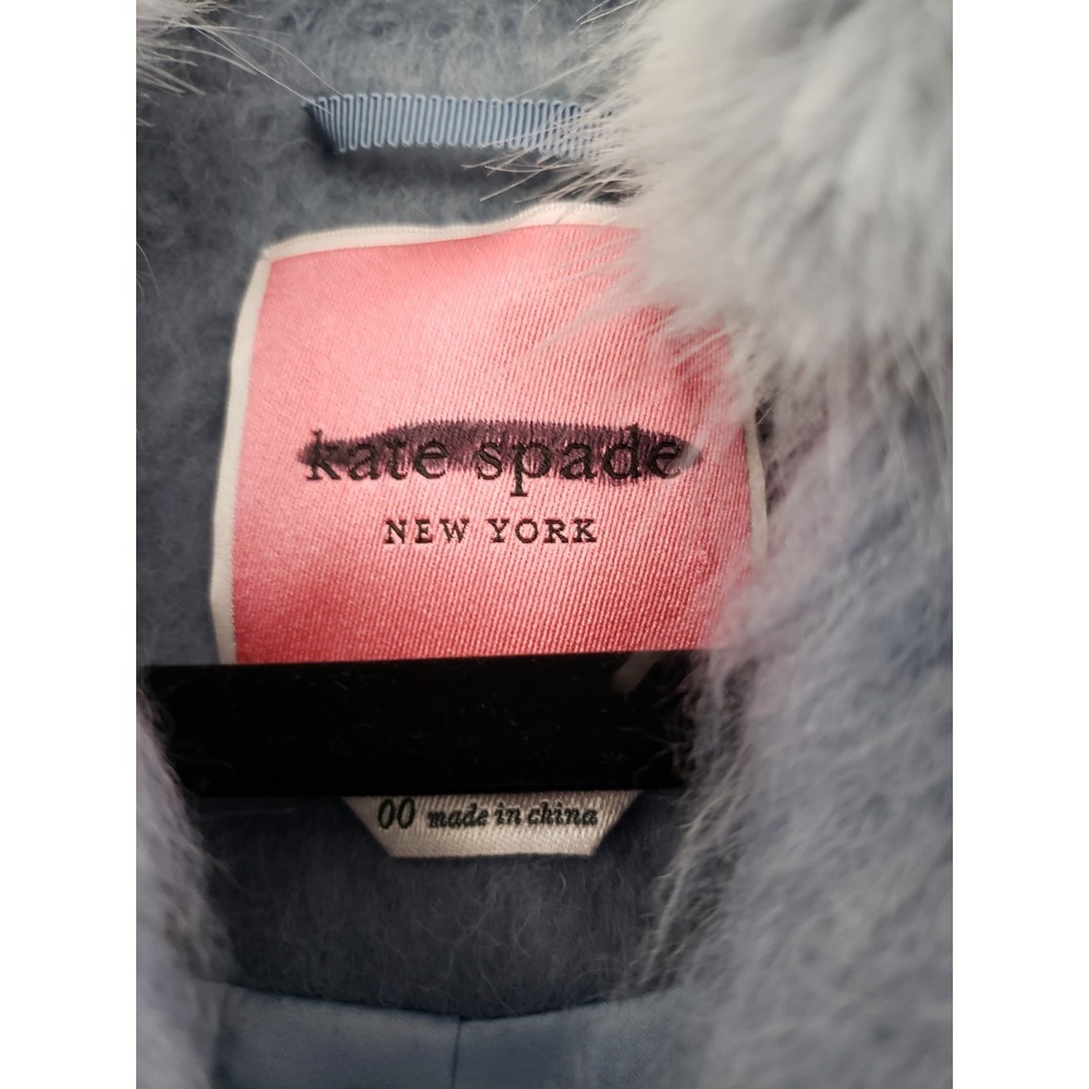 NEVER WORN 00 Kate Spade Faux Fur Baby Blue Penny Lane Coat Whimsical WONDERLUST - Picture 2 of 6
